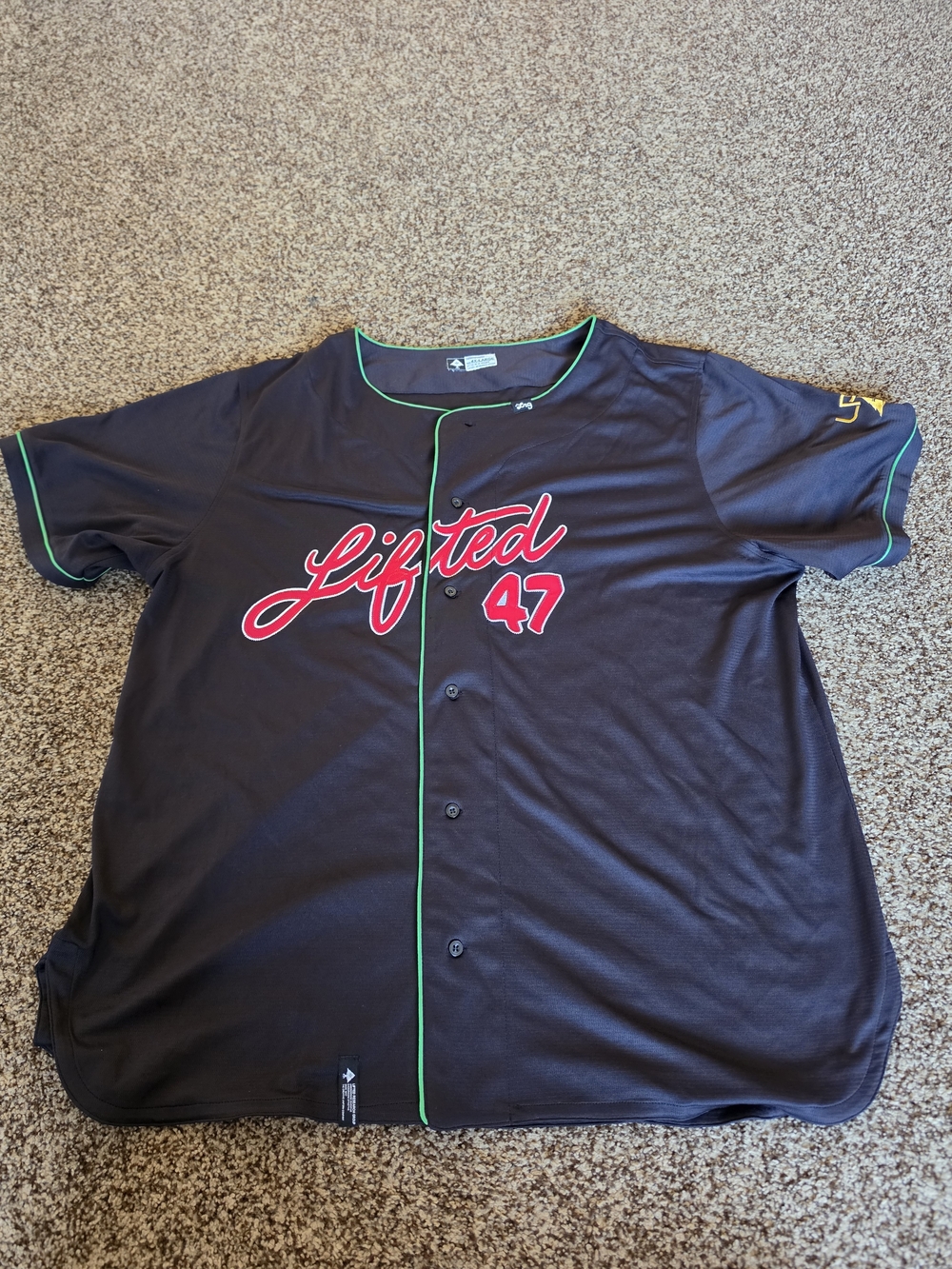 LRG Lifted Research Group Uplifting 47 Baseball Jersey Black Button Up Size 4XL